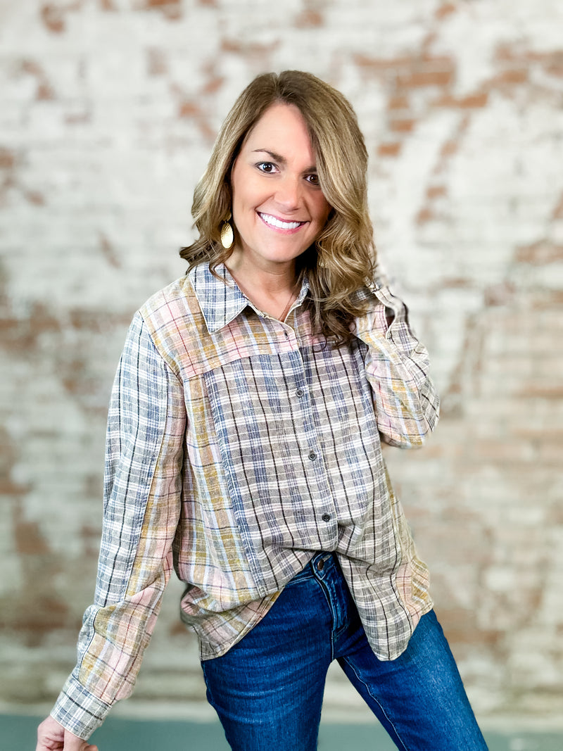 Alejandra Plaid Button Up Top