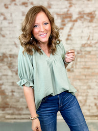 Marnie Collared V-Neck Top