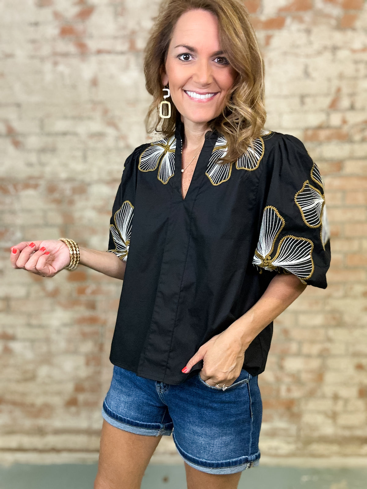 THML Neveah Embroidered Top