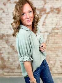 Marnie Collared V-Neck Top