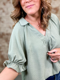 Marnie Collared V-Neck Top