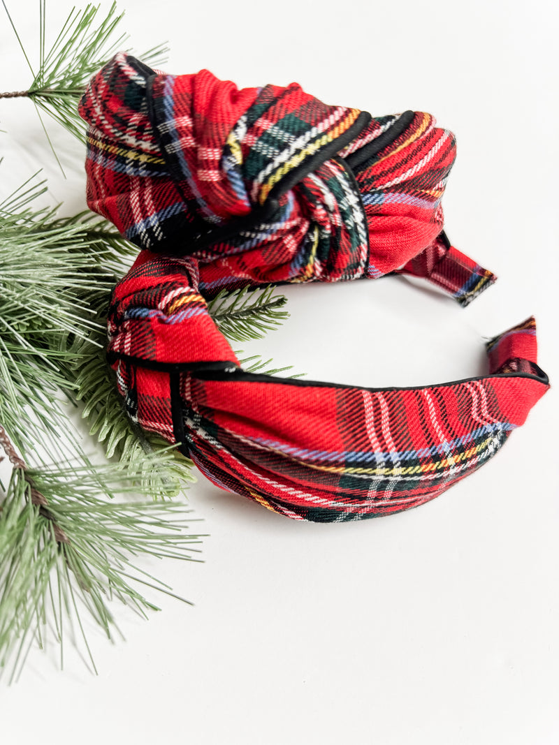 Adore Knotted Plaid Headband