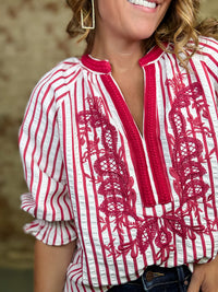 Merrick Embroidered Textured Top