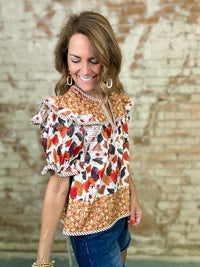 Marsha Mixed Print Top