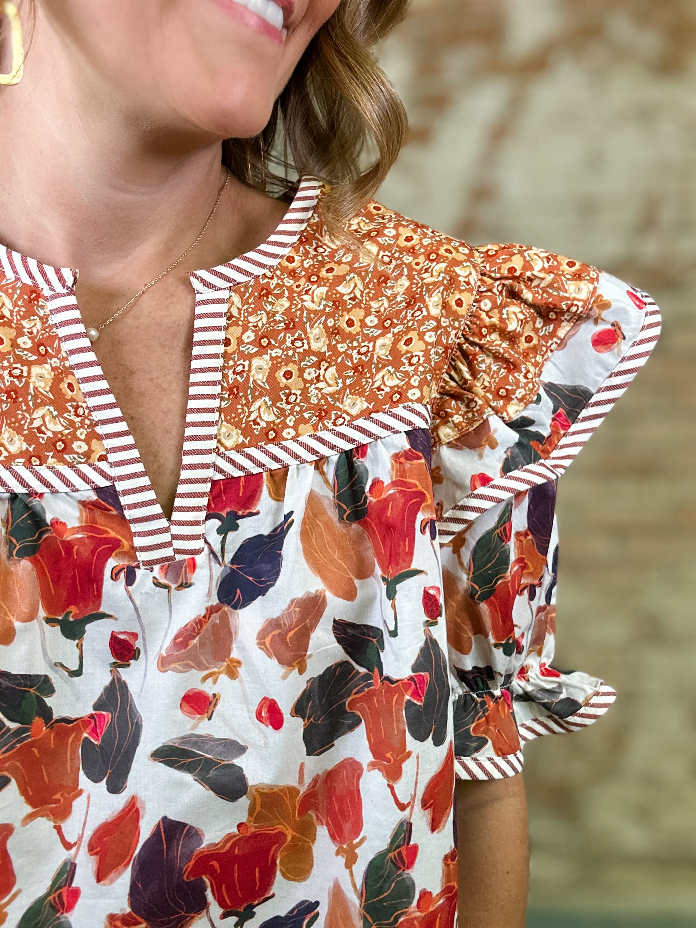 Marsha Mixed Print Top