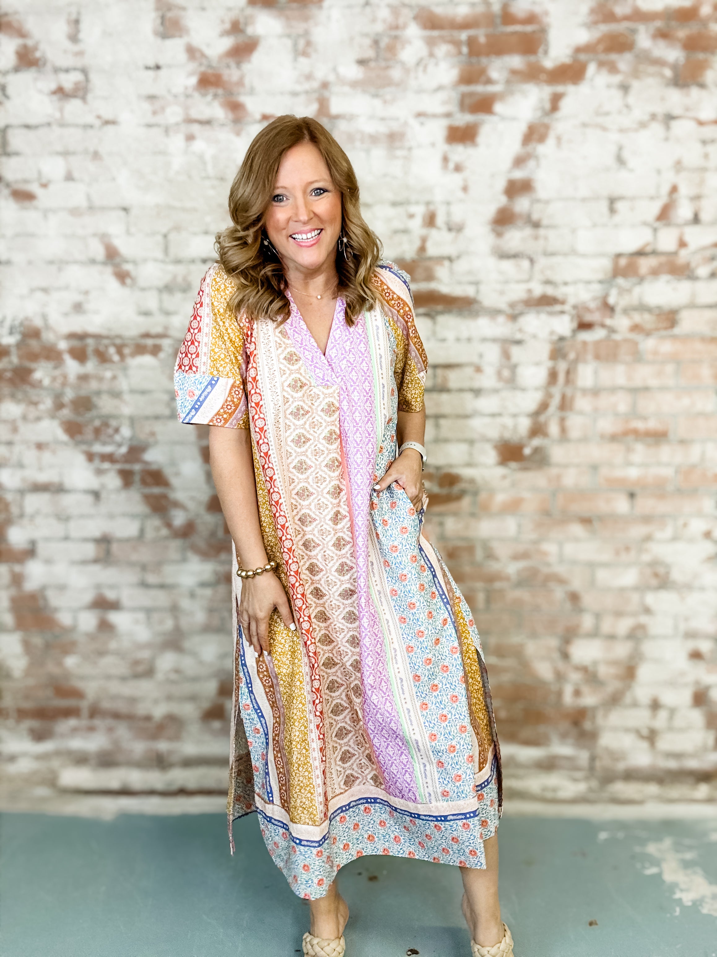 Bronwen Patchwork Kaftan Style Dress
