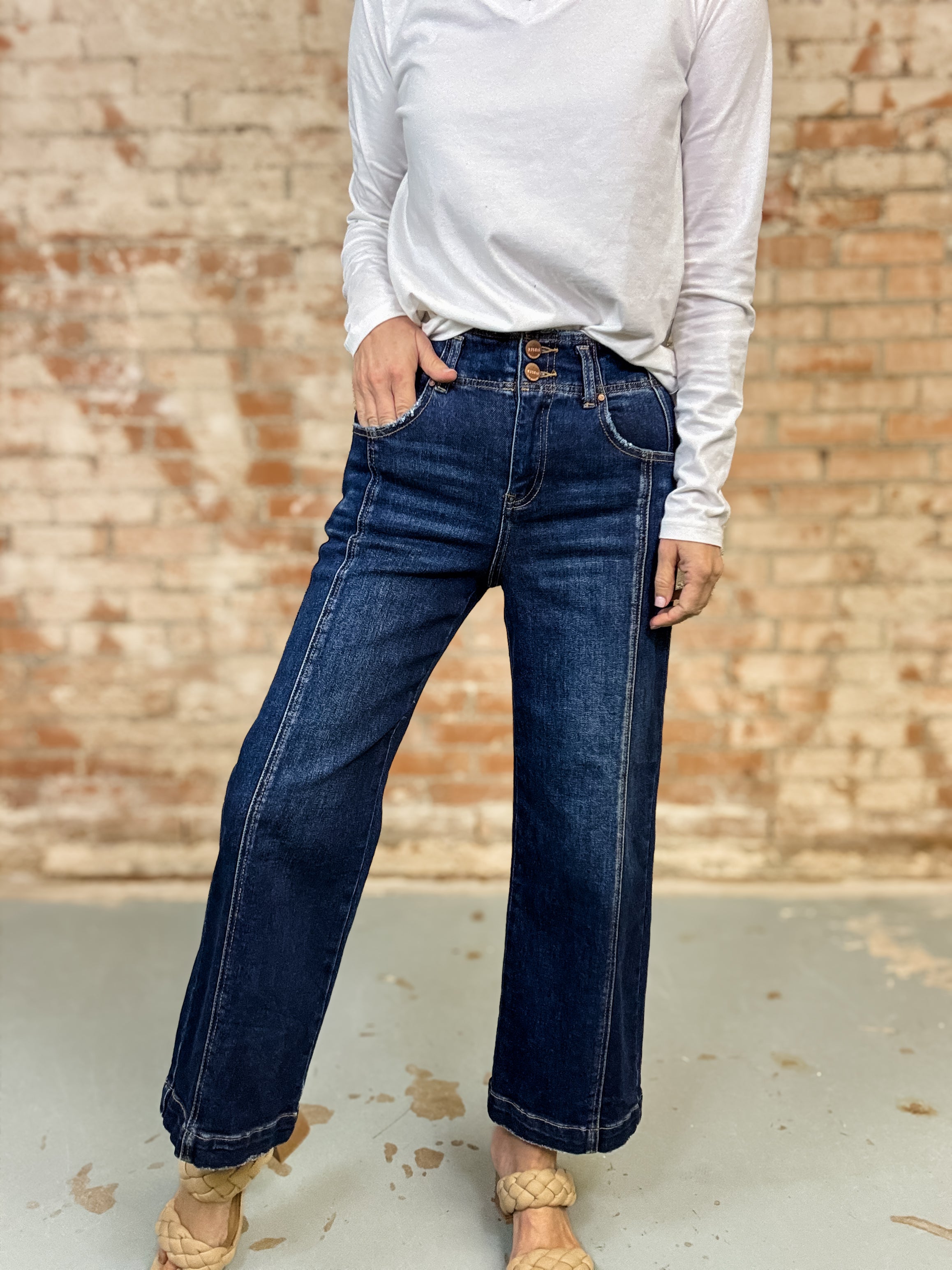 Leo High Rise Crop Front Seam Jeans