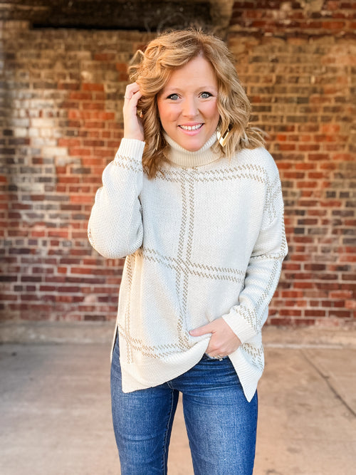 Cream Turtleneck Sweater