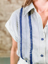 Tracy Pom Detail Stripe Romper
