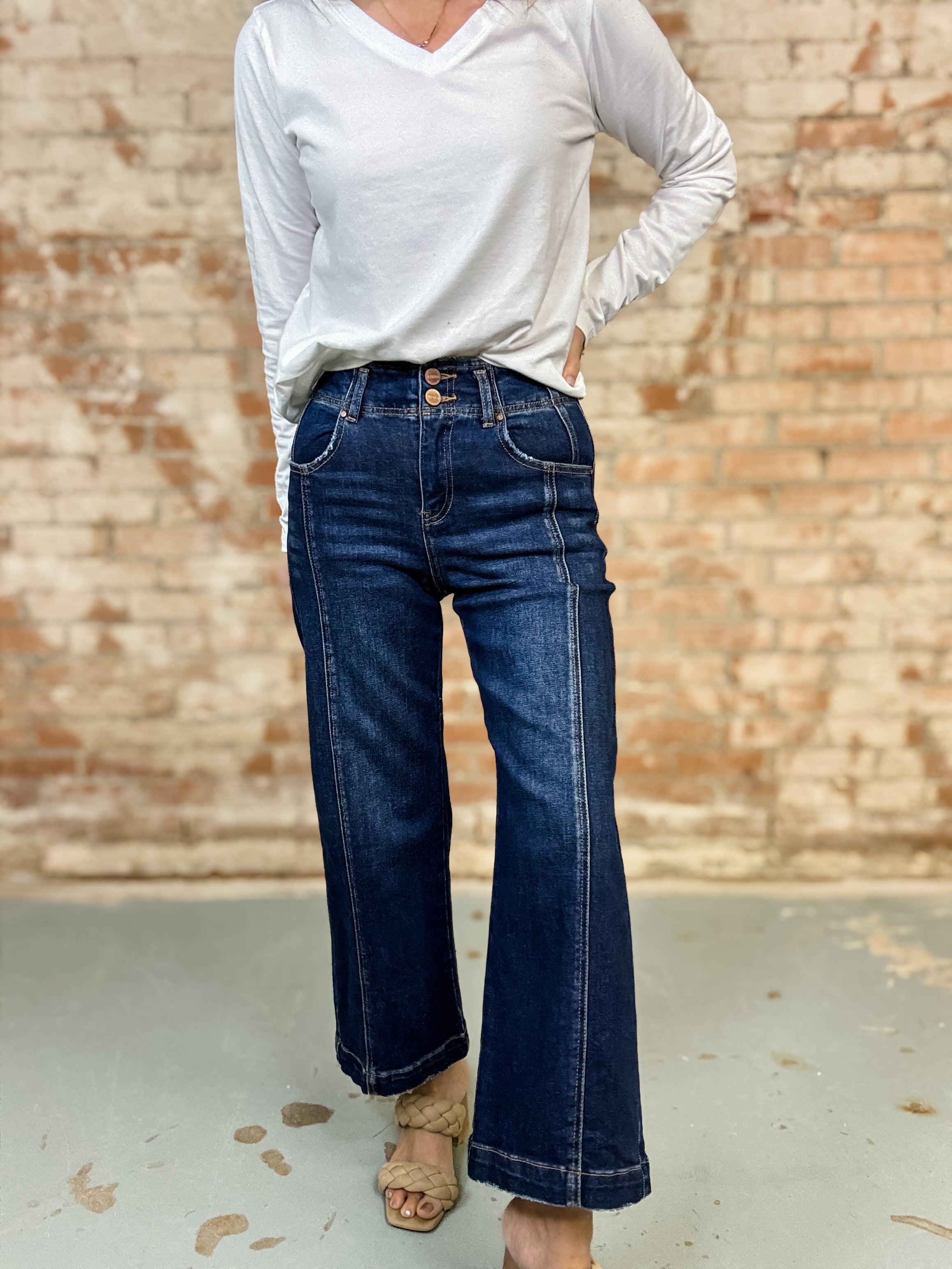 Leo High Rise Crop Front Seam Jeans