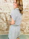 Tracy Pom Detail Stripe Romper