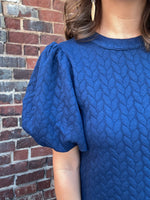 THML Navy Puff Sleeve Top