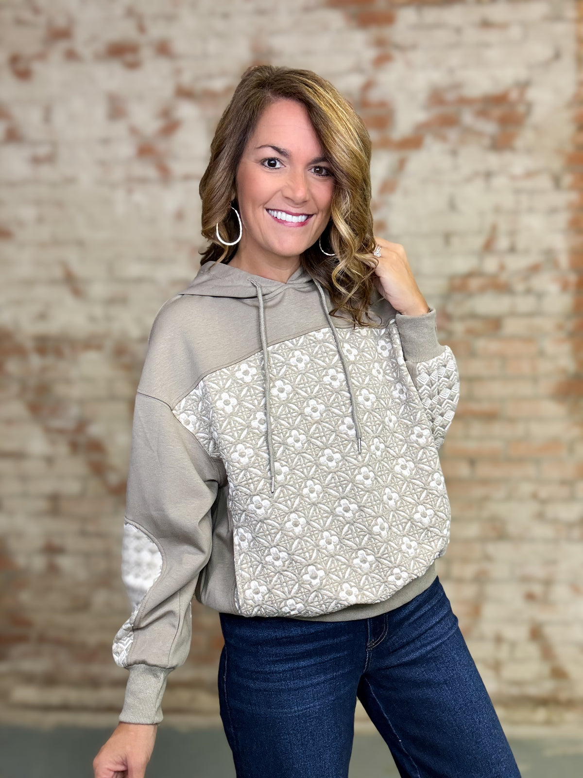 Caitlynn Jacquard Mix Hoodie