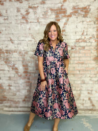 Francine Floral Jacquard Midi Dress