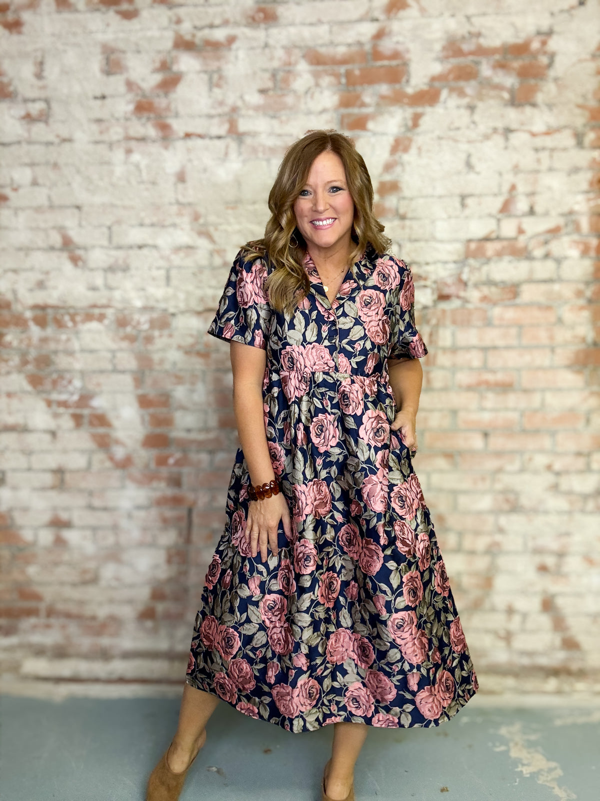 Francine Floral Jacquard Midi Dress