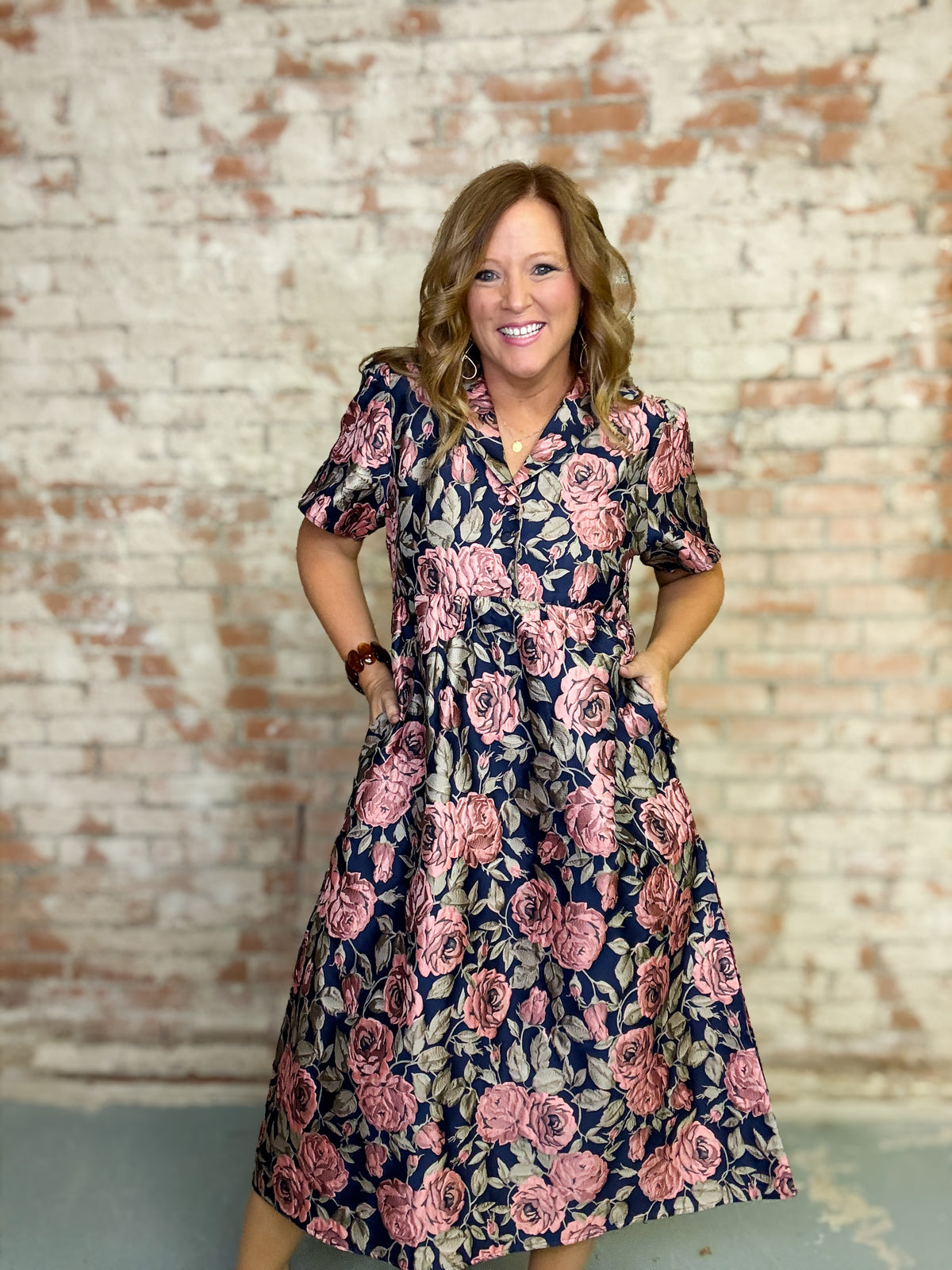 Francine Floral Jacquard Midi Dress
