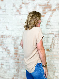 Jodine Cap Sleeve Raw Edge Top