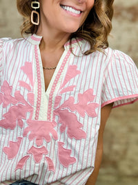 Selene Stripe Textured Top