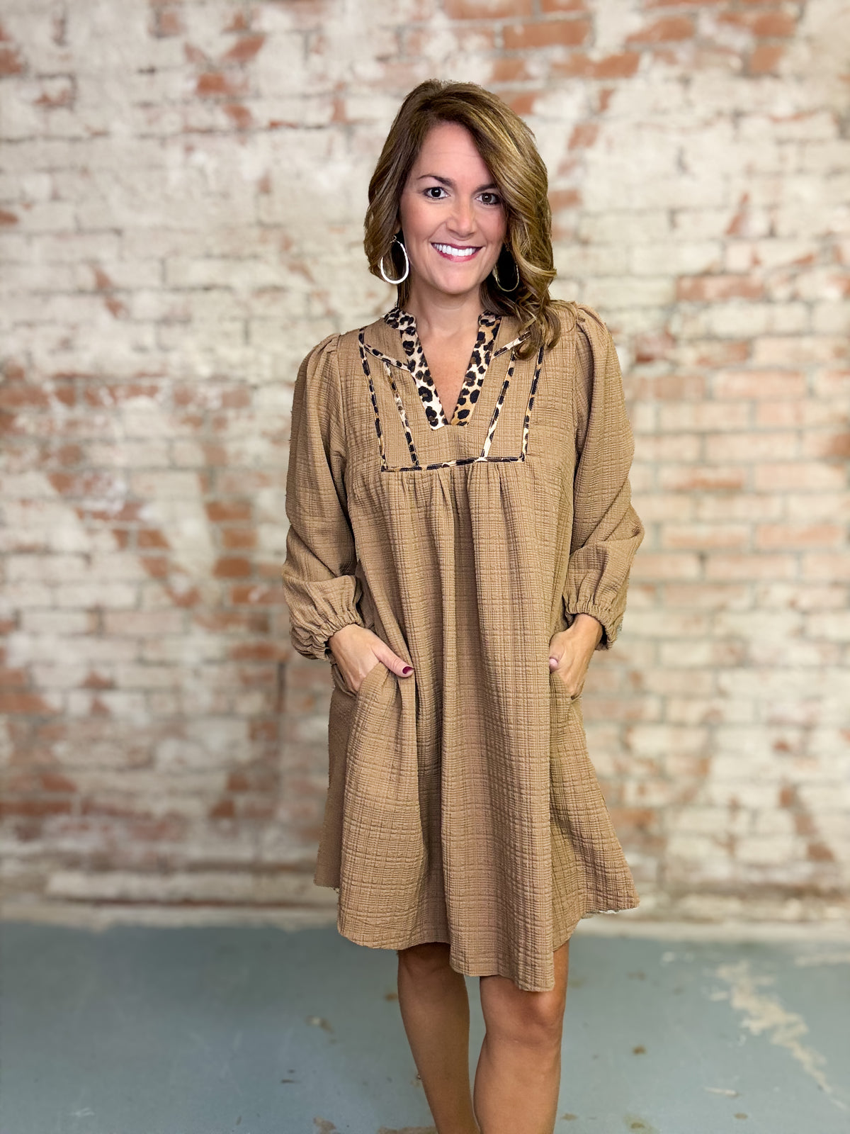 Micah Leopard Trim Dress