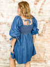 Karoline Square Neck Dark Denim Dress