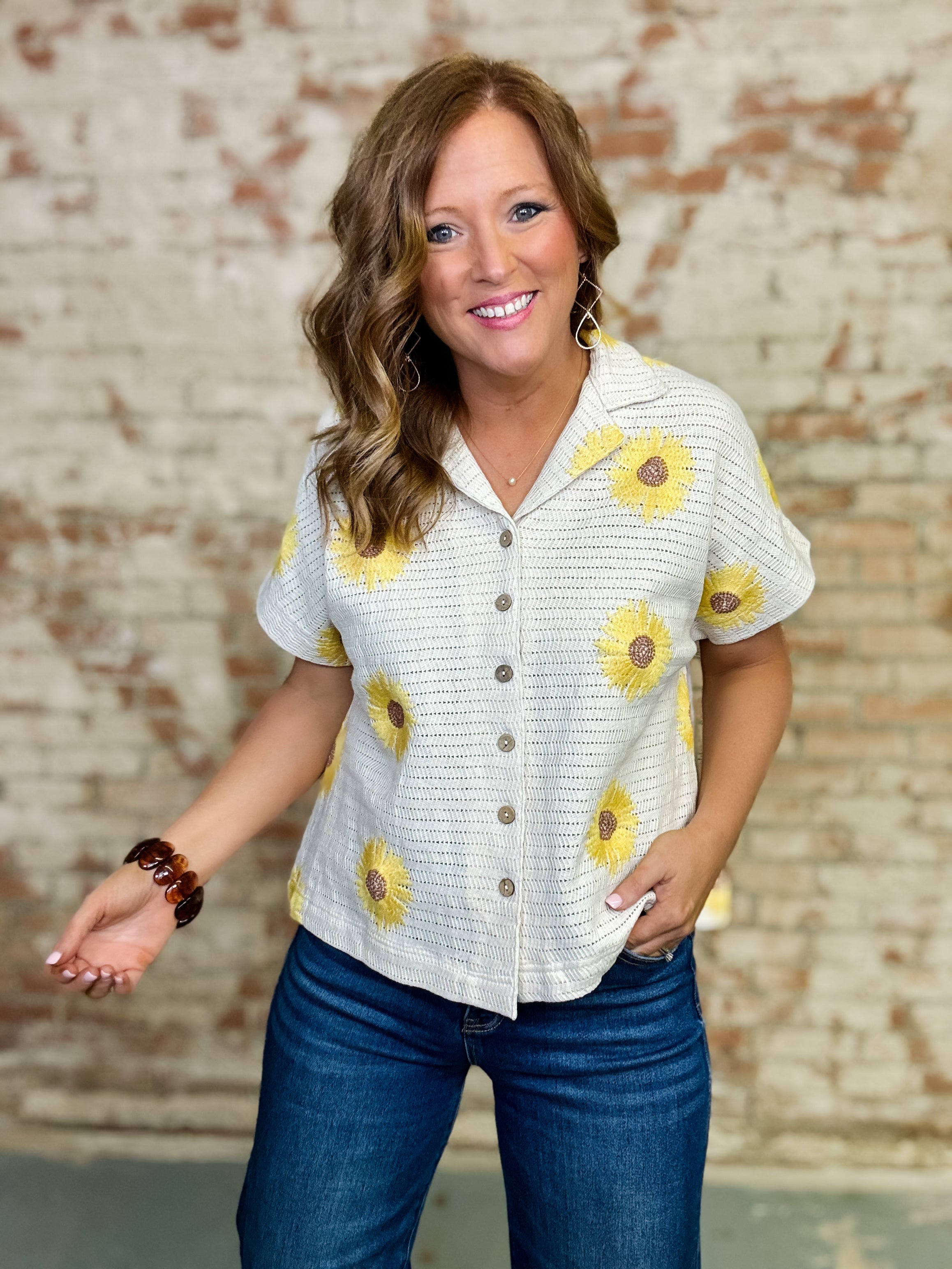Ivy Jane Sunflower Knit Top