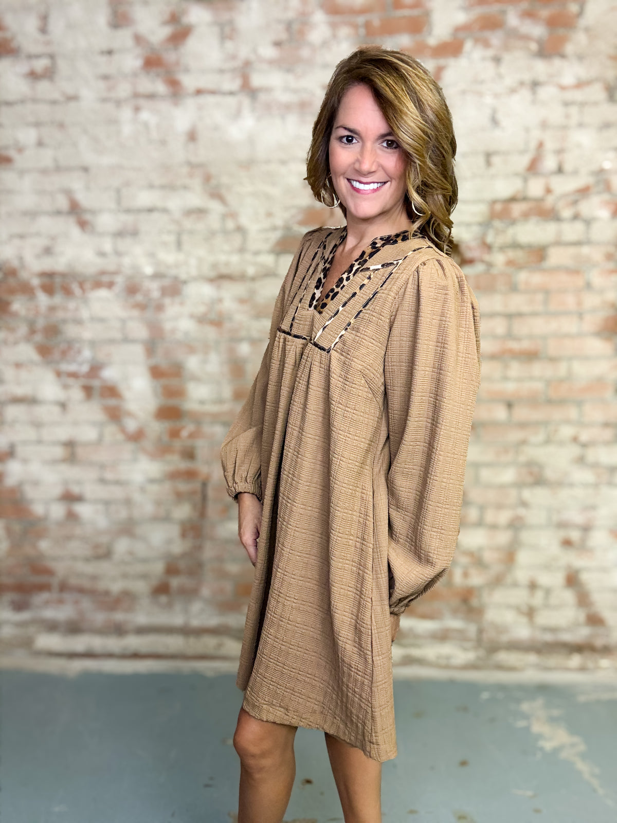 Micah Leopard Trim Dress
