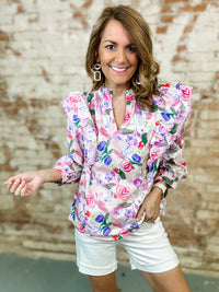 Kelley Floral Ruffle Top