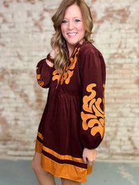 Melany Applique Corduroy Dress