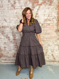 Silvie Checkered Midi Dress
