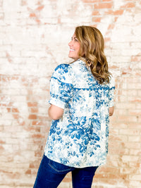 Cally Floral Print Scallop Trim Top