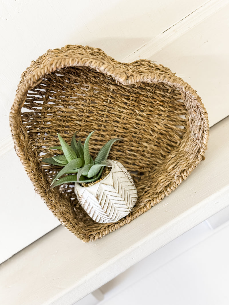 Heart Woven Seagrass Basket