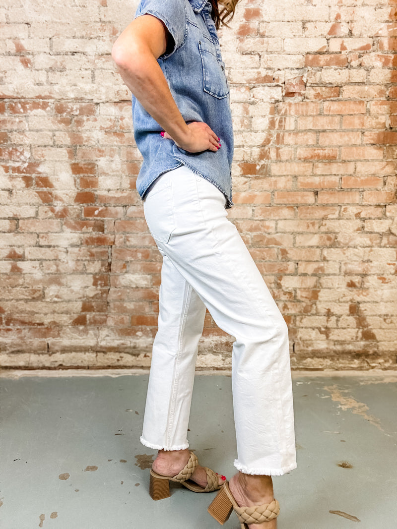 Strickland High Rise Cropped Straight Jeans