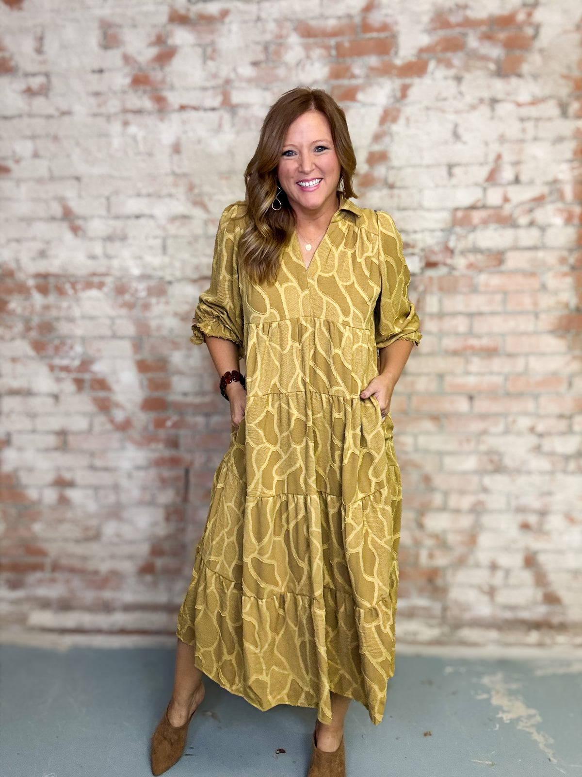Lisette Textured Tiered Midi Dress