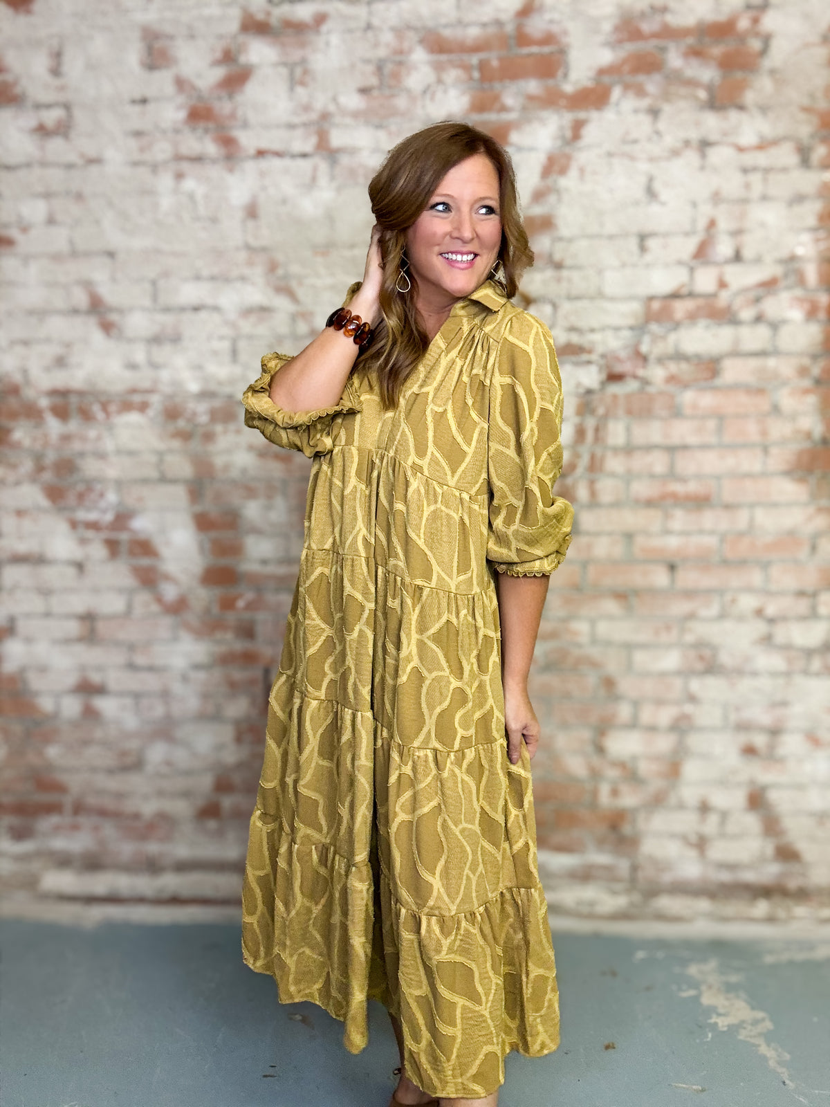Lisette Textured Tiered Midi Dress