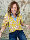 THML Miranda Yellow Flower Print Top