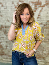 THML Miranda Yellow Flower Print Top