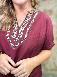 Briana Leopard Trim Top