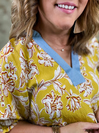 THML Miranda Yellow Flower Print Top