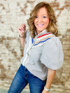 THML Cecily Embellished Stripe Top