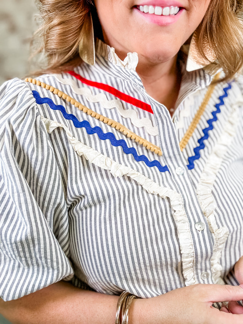 THML Cecily Embellished Stripe Top