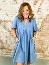 Cynthia Trimmed Denim Dress