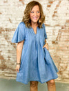 Cynthia Trimmed Denim Dress