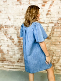Cynthia Trimmed Denim Dress