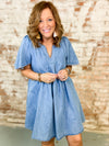 Cynthia Trimmed Denim Dress