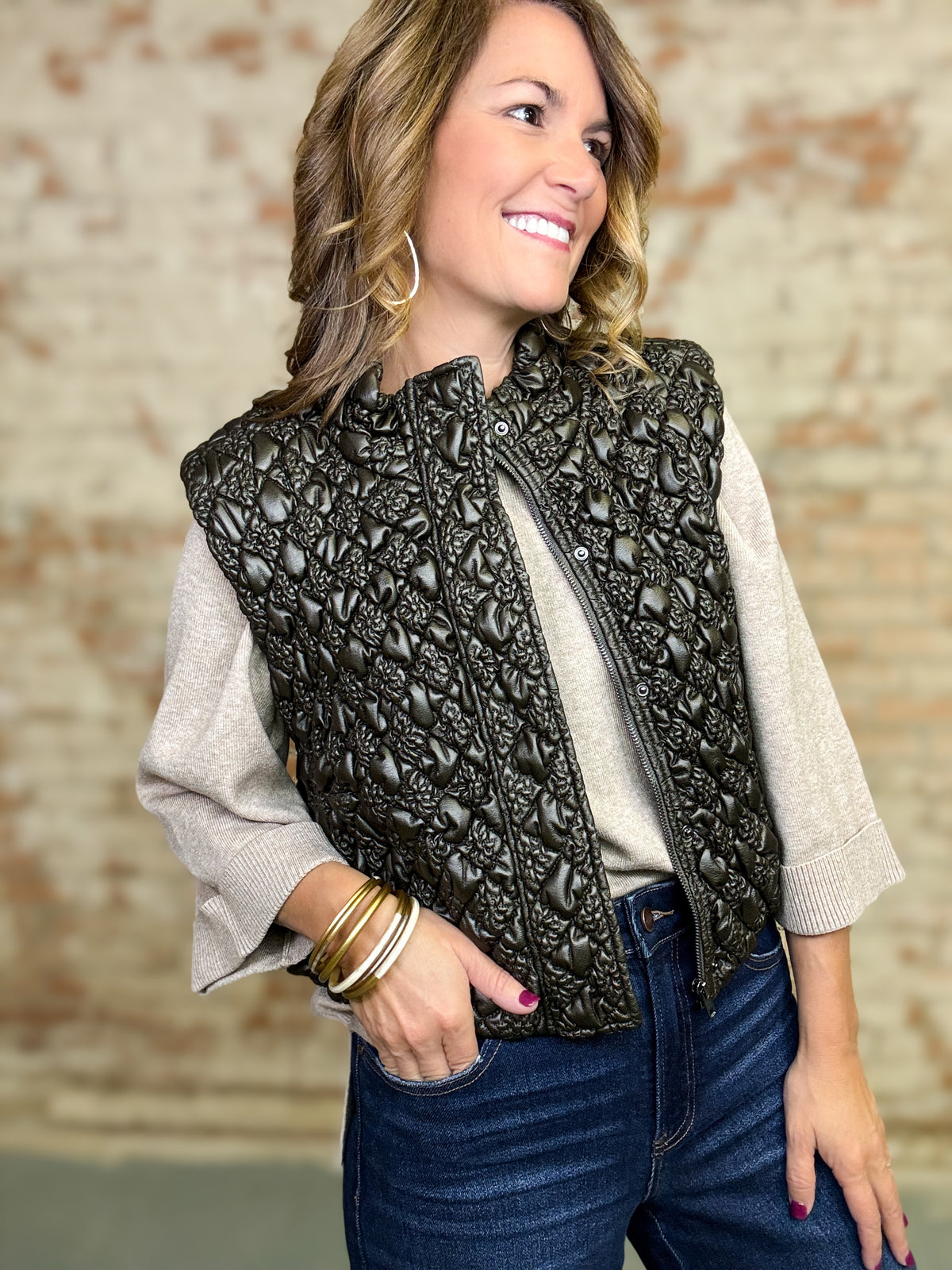 Gabbie Quilted Sheen Vest
