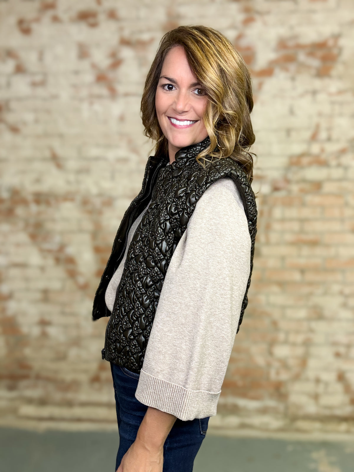 Gabbie Quilted Sheen Vest