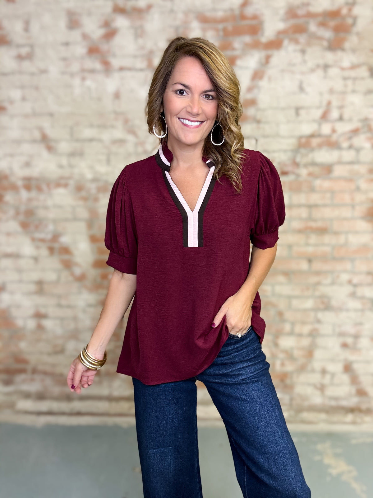 Senaida Solid Crinkle Top
