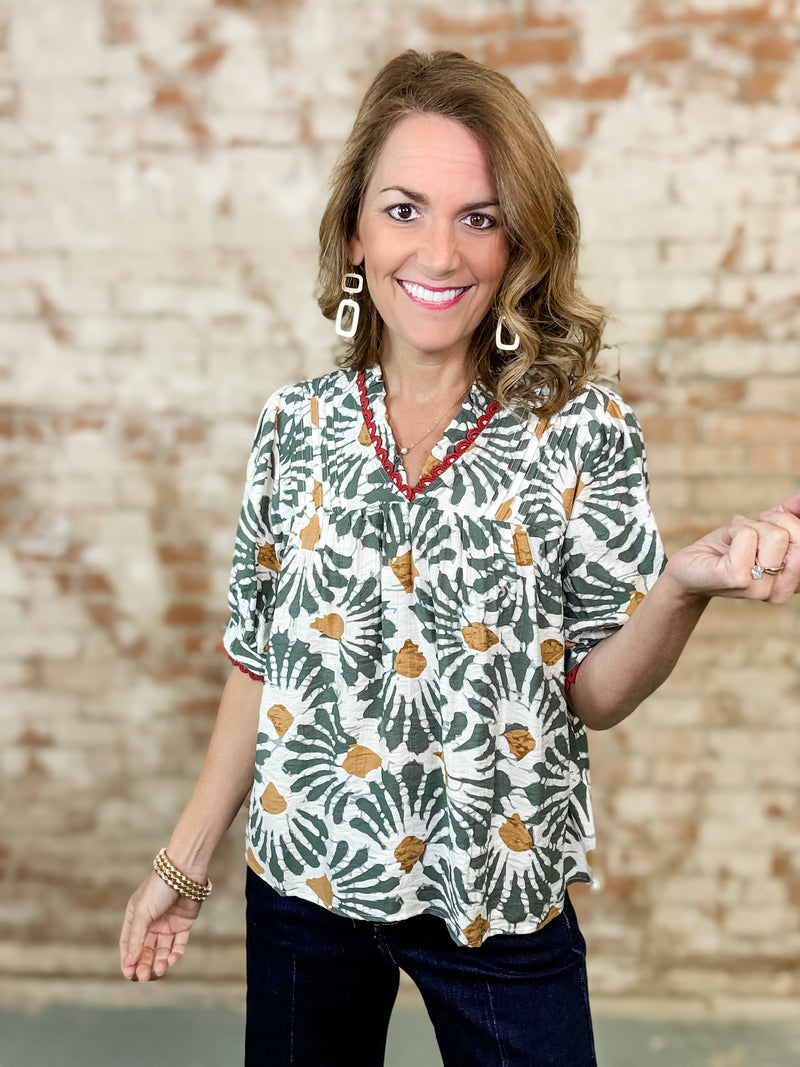 Elmore Ruffle Trim Top
