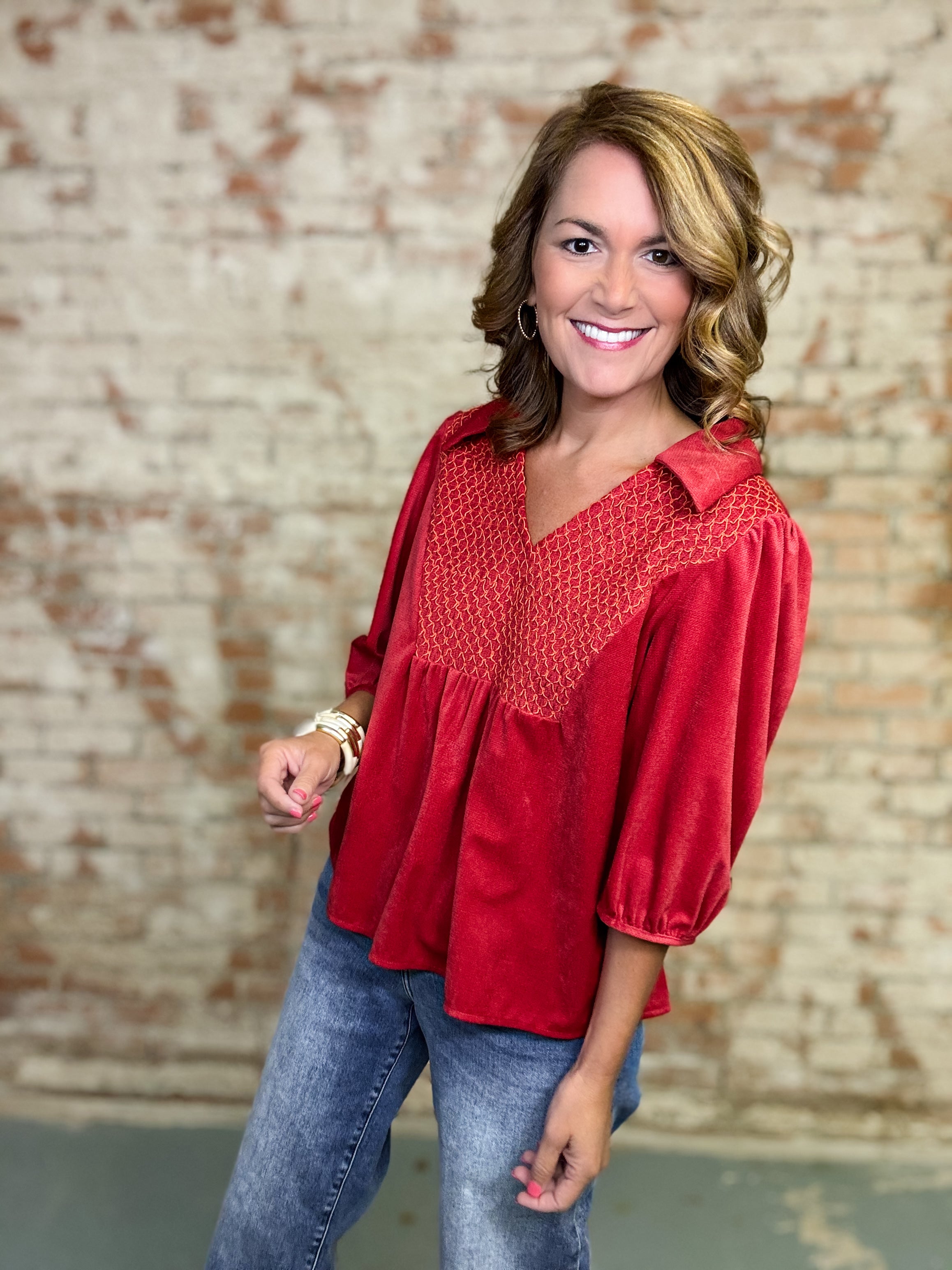 Romina Smocked Yoke Top