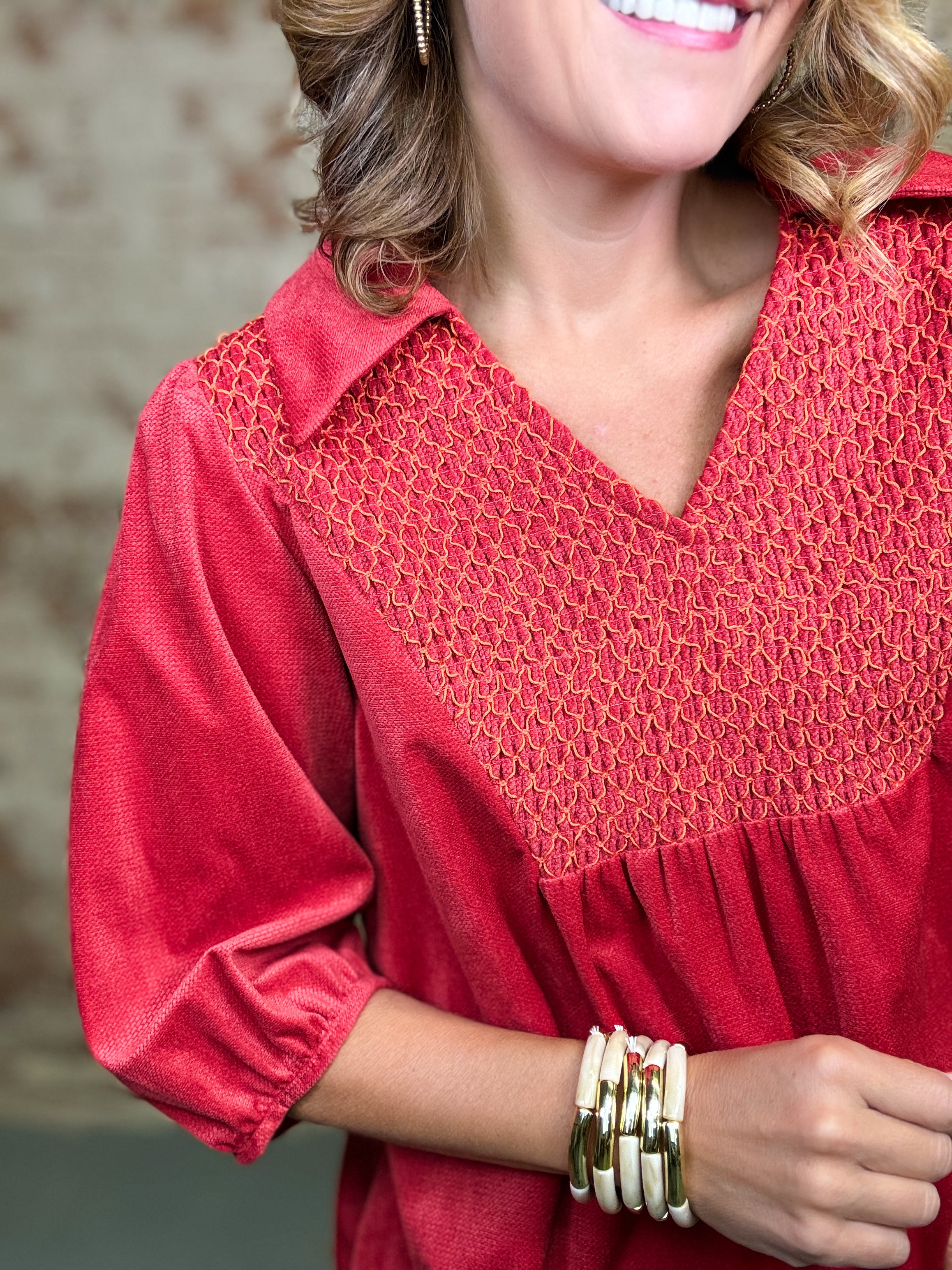 Romina Smocked Yoke Top
